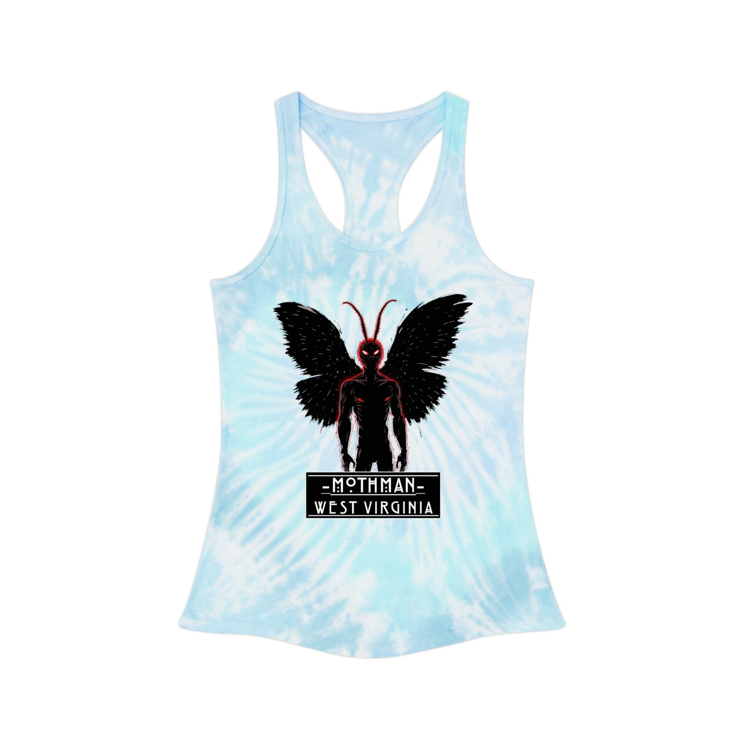 Mothman West Virginia Tie Dye Racerback Tank Top