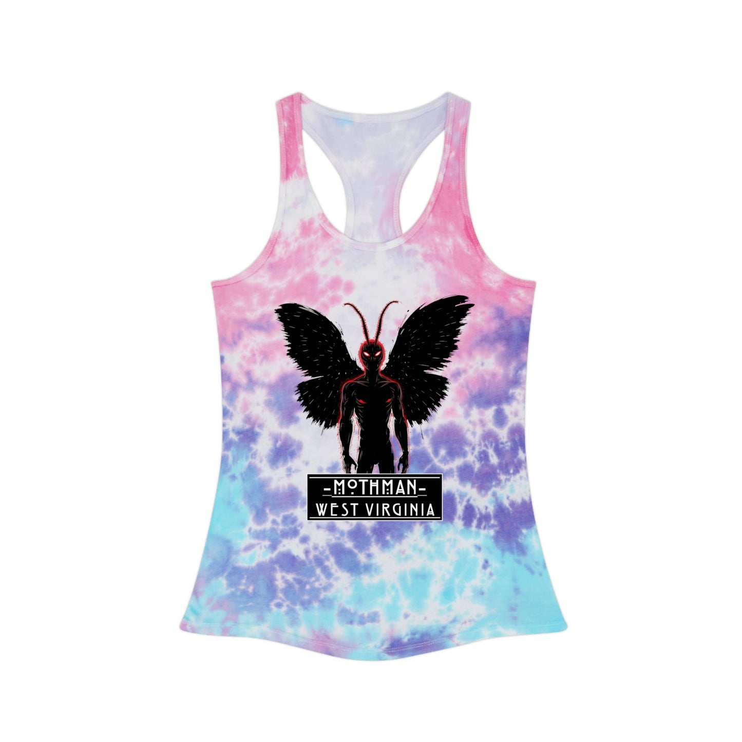 Mothman West Virginia Tie Dye Racerback Tank Top