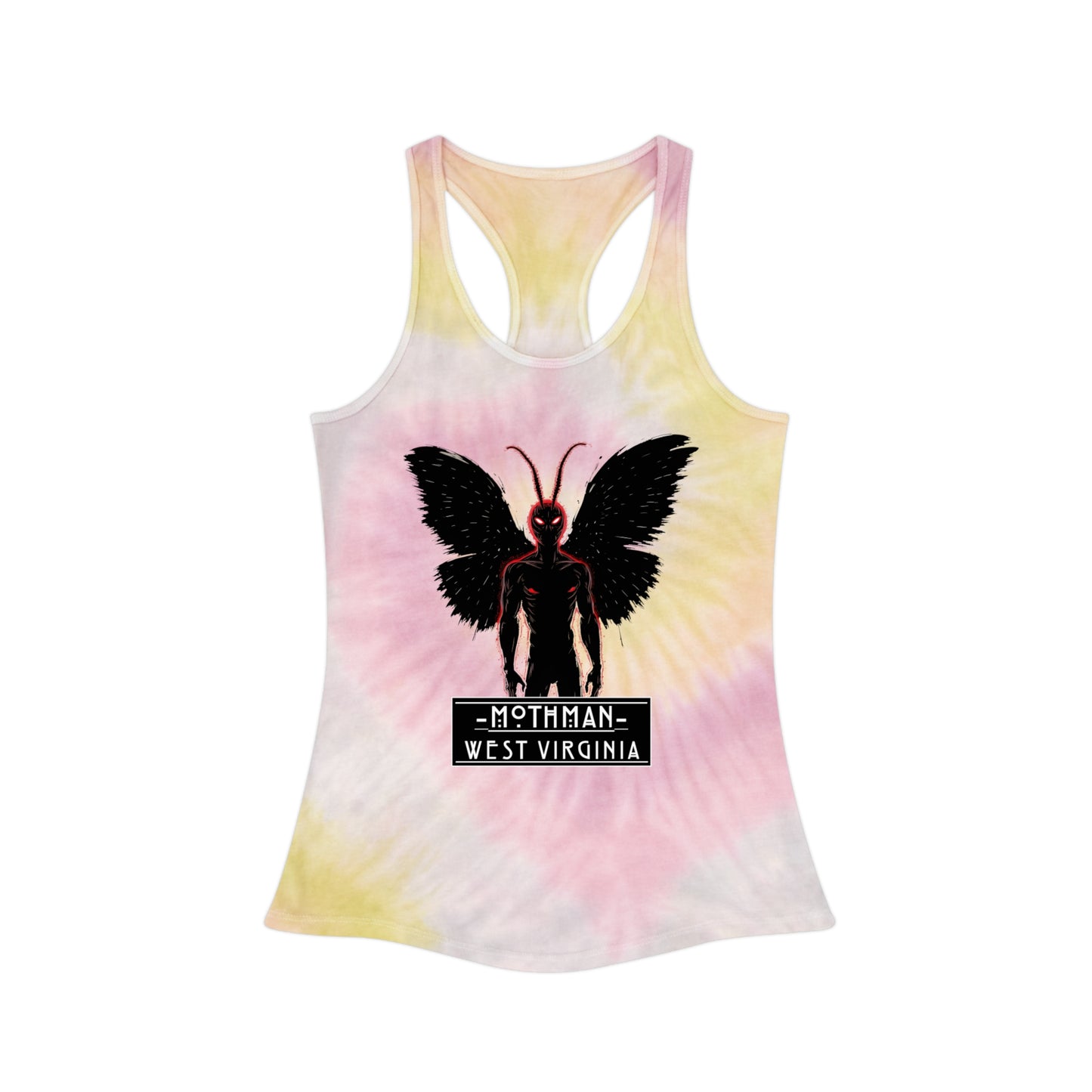 Mothman West Virginia Tie Dye Racerback Tank Top