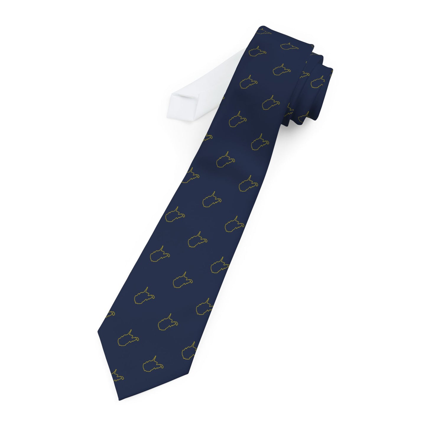 Necktie | West Virginia Pattern-Yellow Outline on Blue-Nicodemus Studios