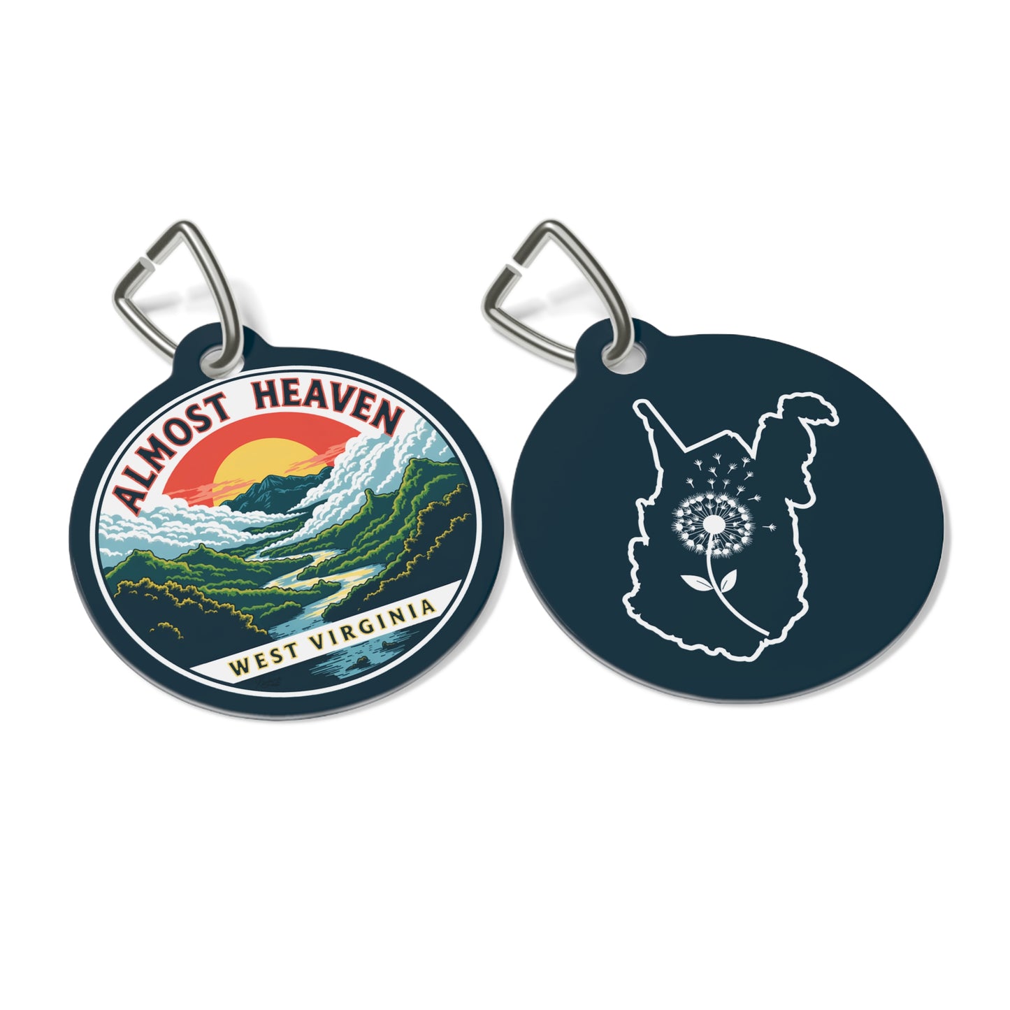 Pet Tag| "Almost Heaven West Virginia" /w WV Dandelion Design on reverse-Nicodemus Studios