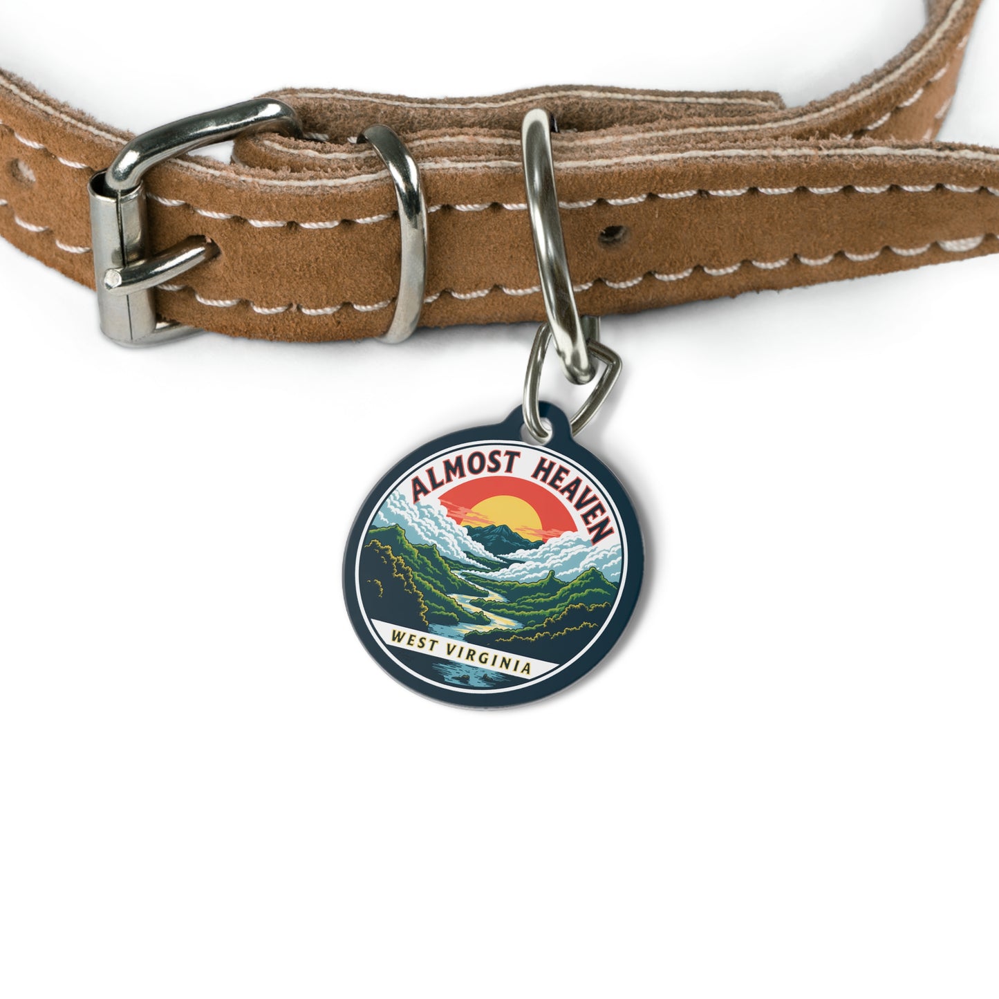 Pet Tag| "Almost Heaven West Virginia" /w WV Dandelion Design on reverse-Nicodemus Studios