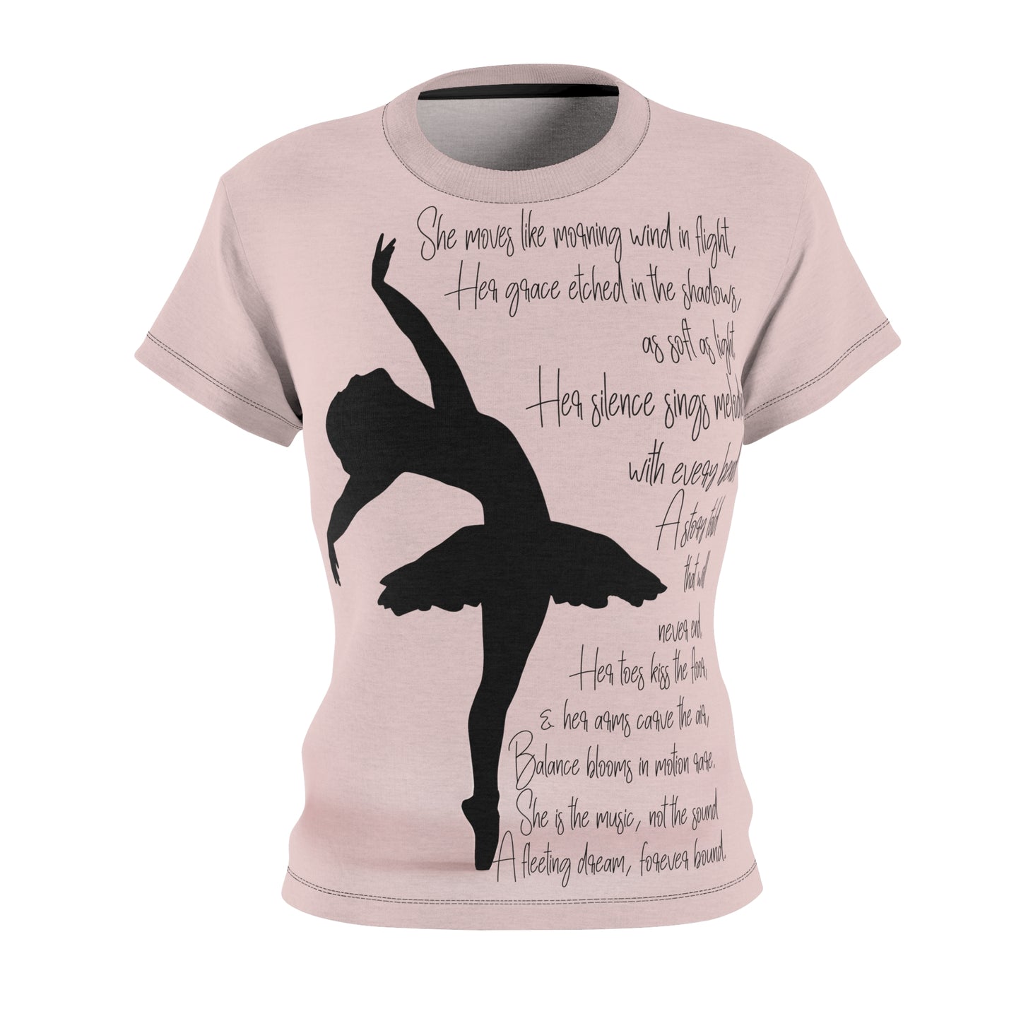 Poetic Script Dancer Tee | Blush Petal-XS-Black stitching-6 oz.-Nicodemus Studios