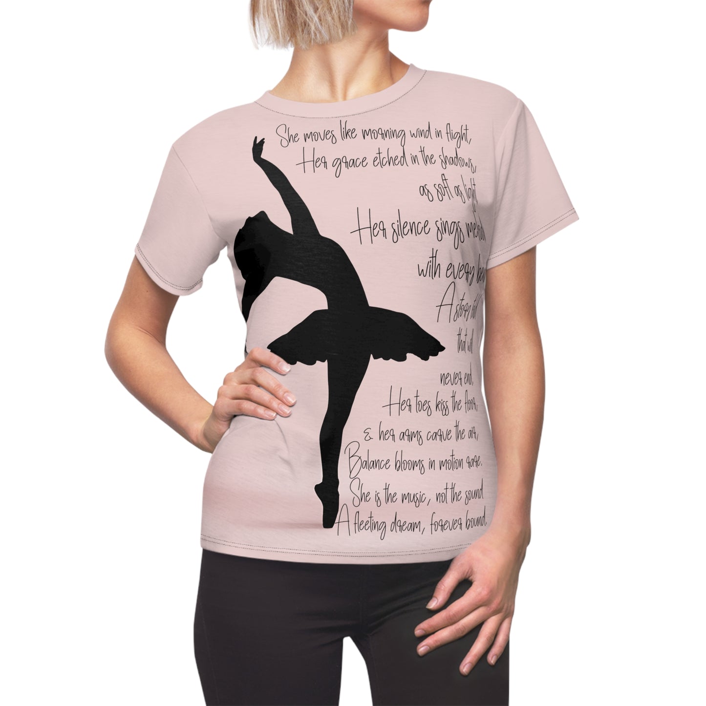 Poetic Script Dancer Tee | Blush Petal-Nicodemus Studios