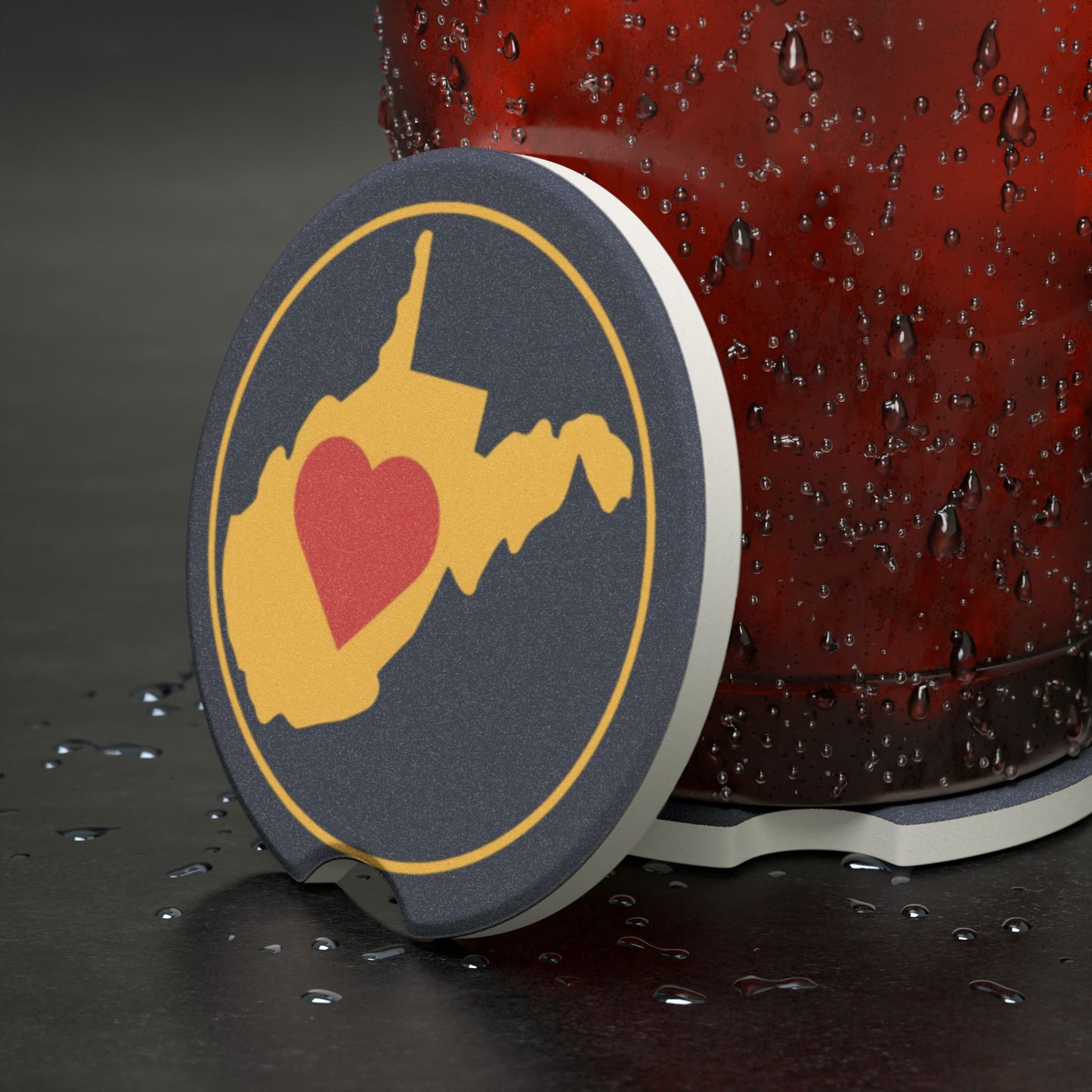 Soapstone Car Coaster | Heart WV-Classic Navy & Yellow-Nicodemus Studios