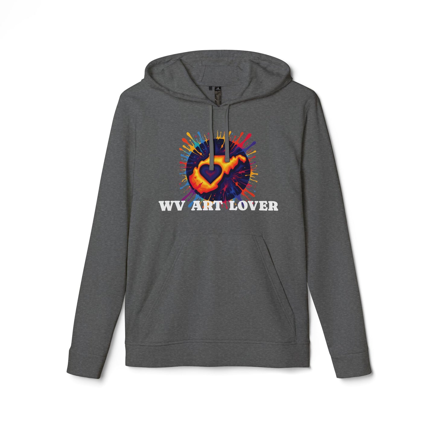 Unisex Addidas Fleece Hoodie | Colorful WV Art Lover-Dark Grey Heather-XS-Nicodemus Studios