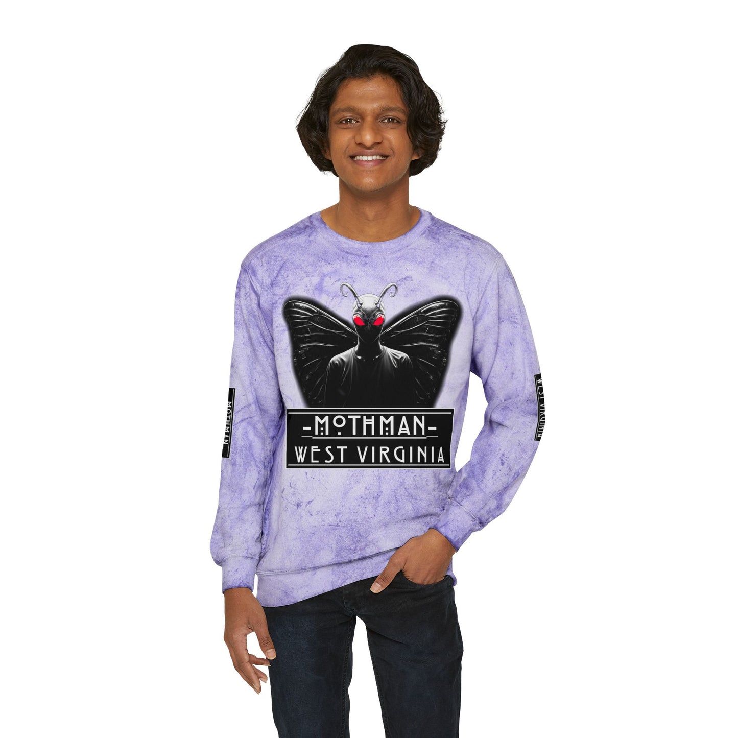 Unisex Color Blast Crewneck Sweatshirt | Mothman-Nicodemus Studios