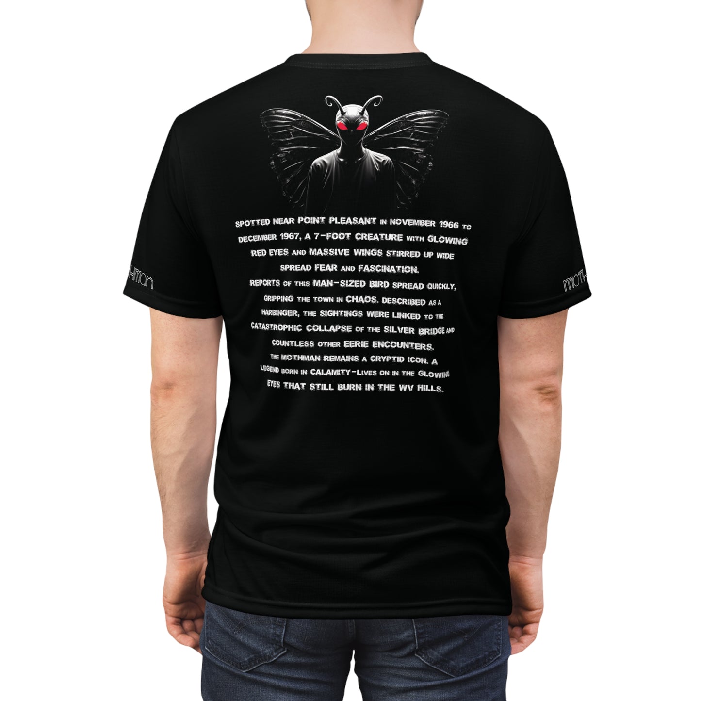 Unisex Graphic Tee Shirt | Mothman Cryptid Legend-Nicodemus Studios