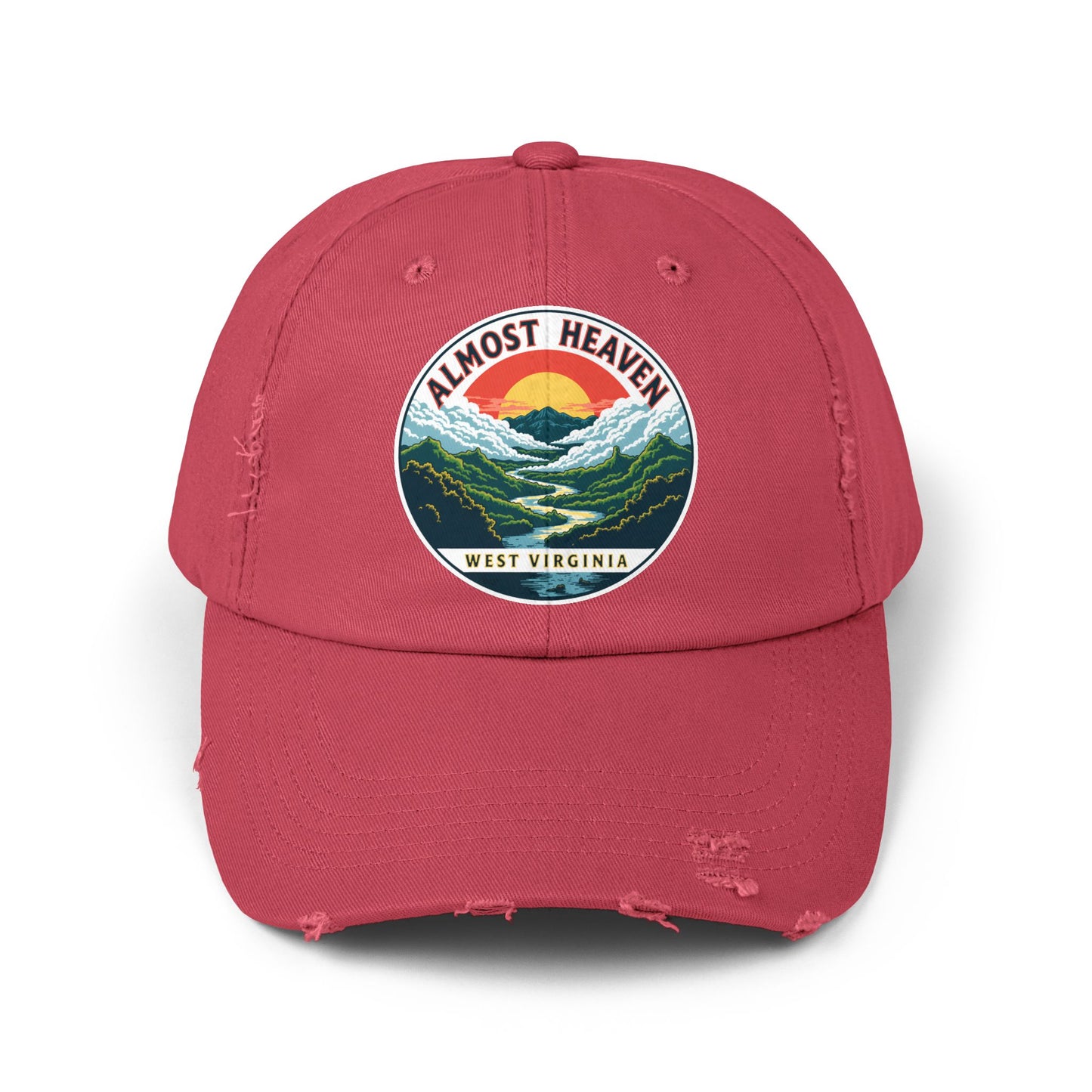 Vintage Dad Style Hat | "Almost Heaven West Virginia"-Dashing Red-One size-Nicodemus Studios
