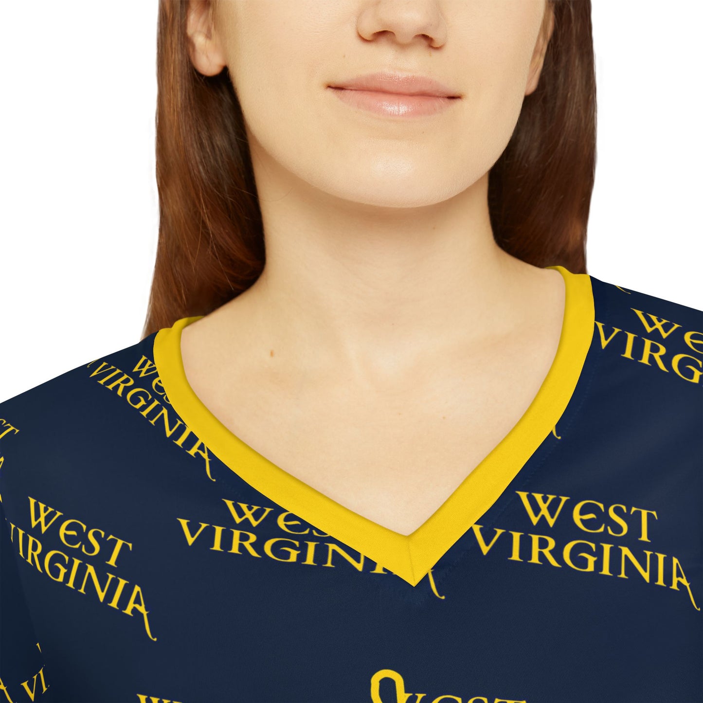 West Virginia Dandelion Design Long Sleeve V-neck Shirt for Women-Nicodemus Studios