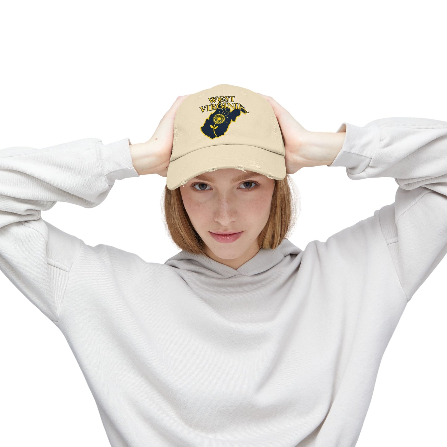 West Virginia Dandelion Design Unisex Distressed Cap