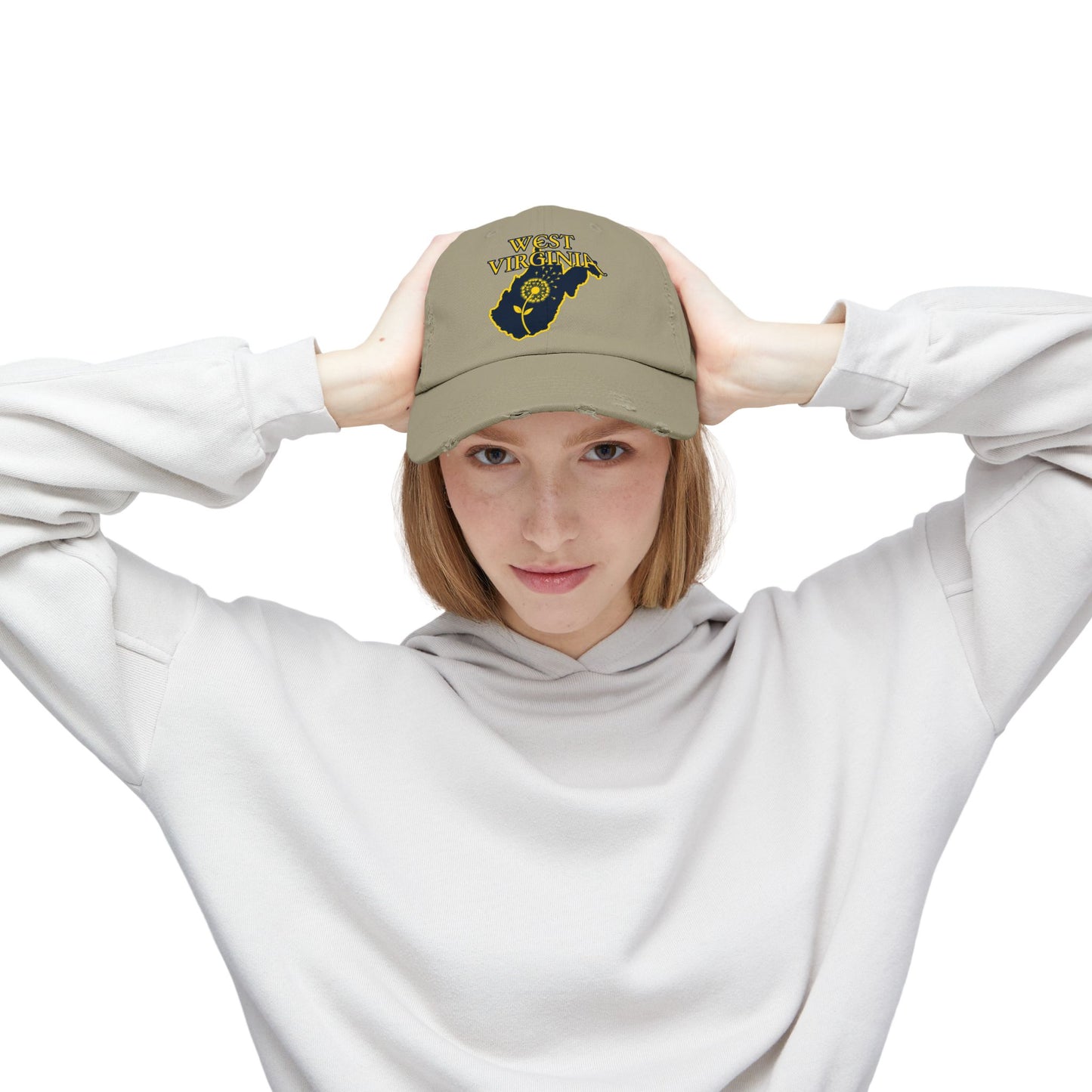 West Virginia Dandelion Design Unisex Distressed Cap