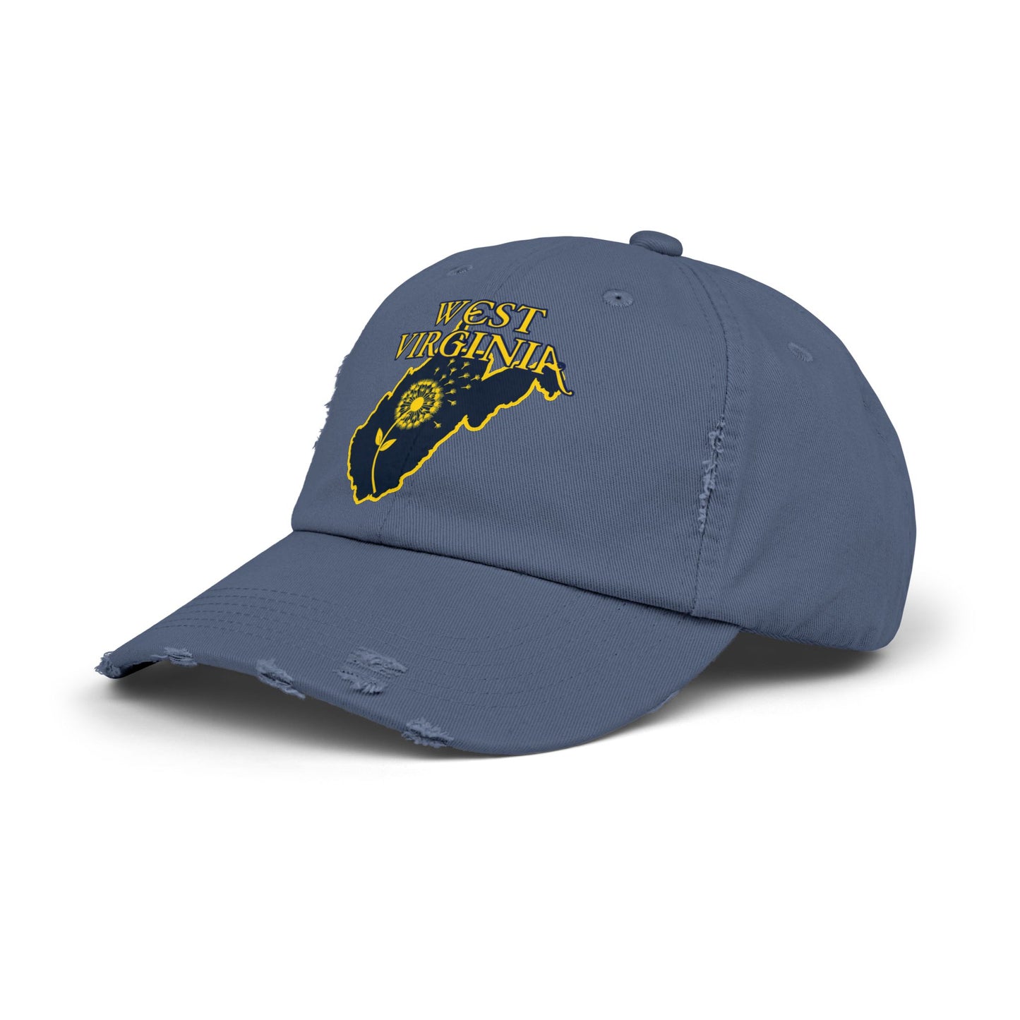 West Virginia Dandelion Design Unisex Distressed Cap