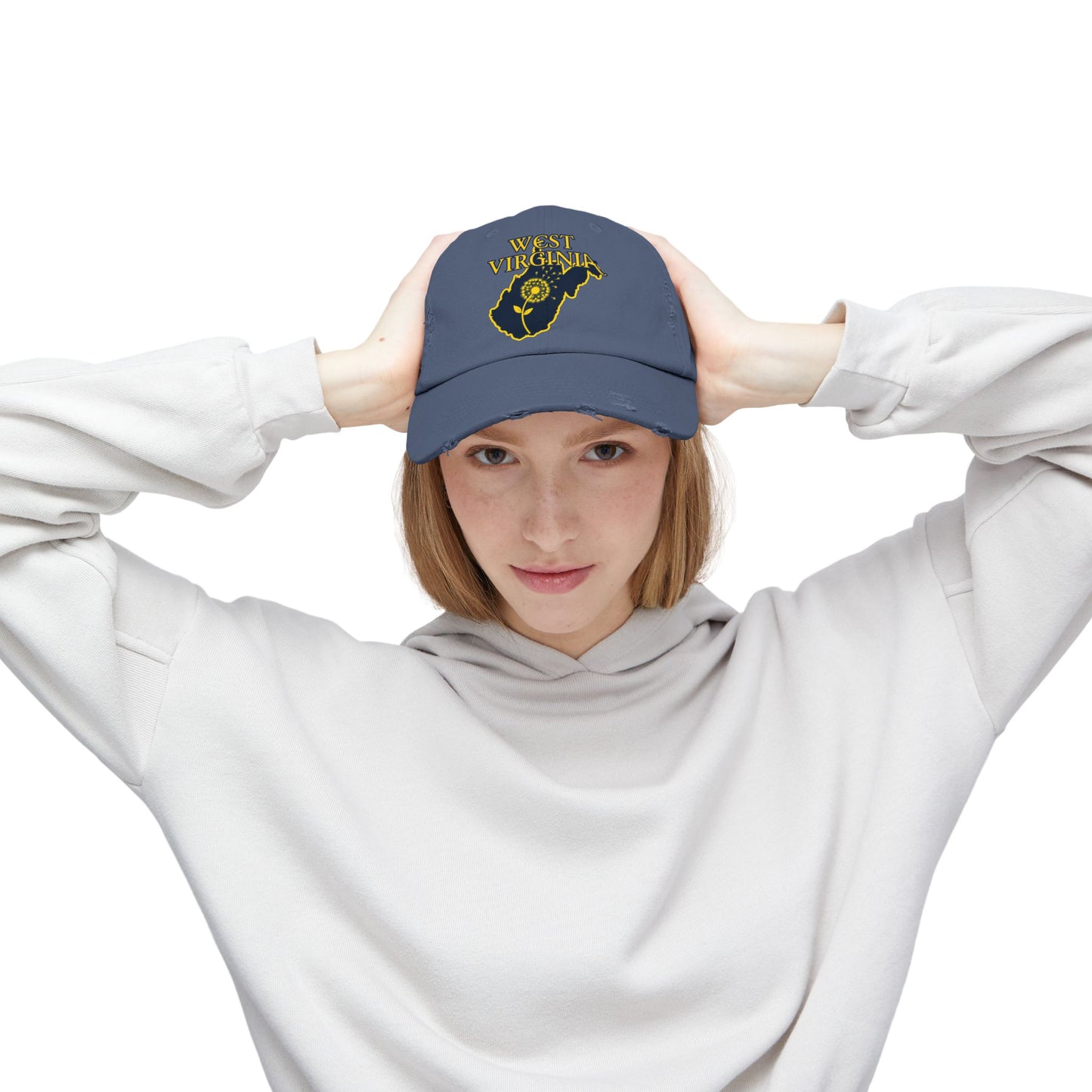 West Virginia Dandelion Design Unisex Distressed Cap