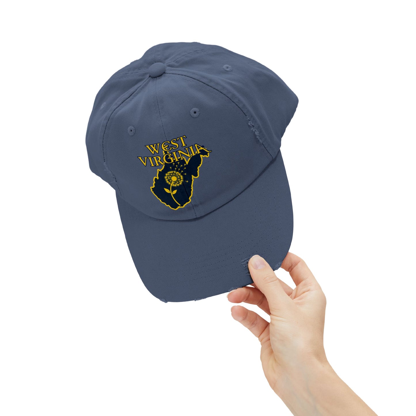 West Virginia Dandelion Design Unisex Distressed Cap