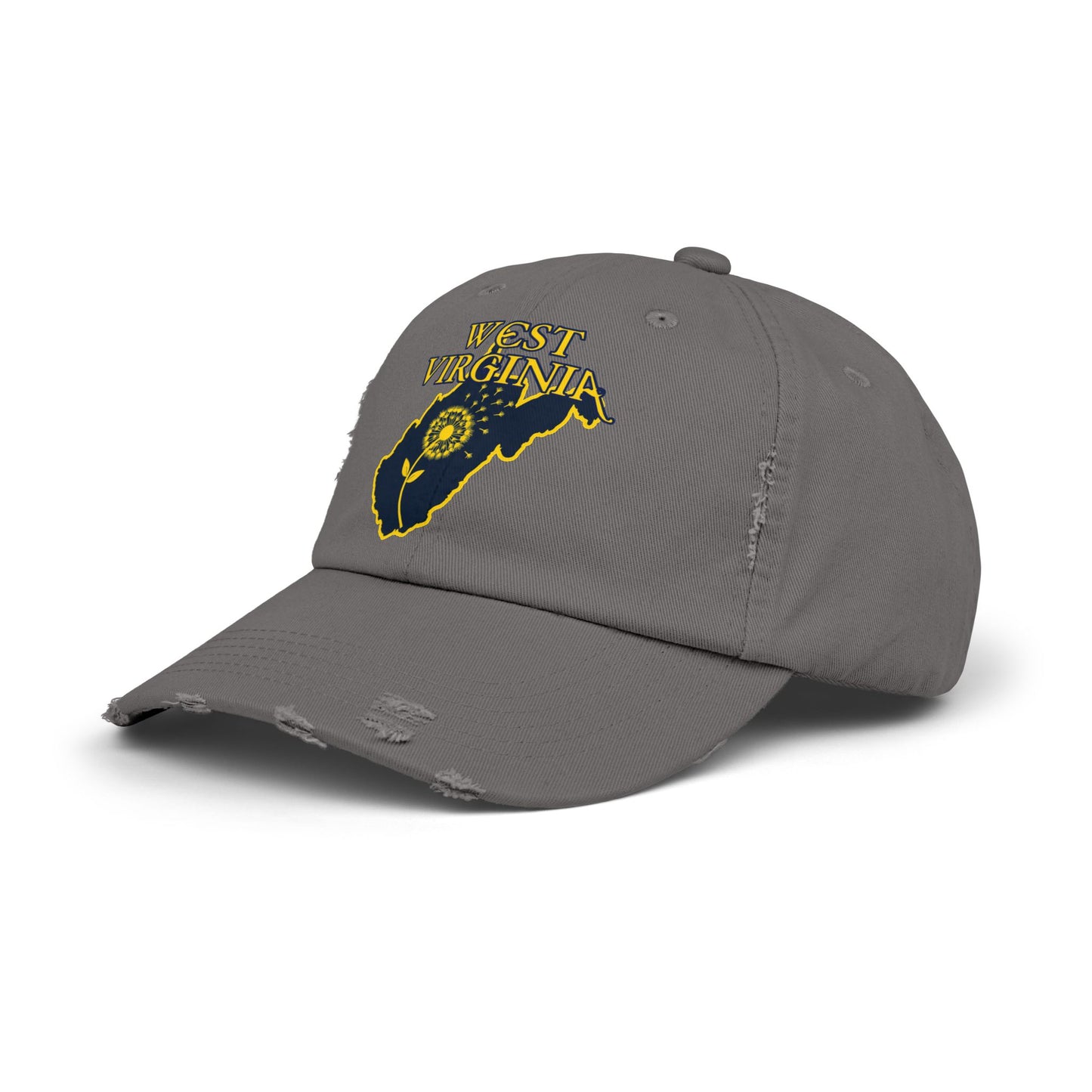 West Virginia Dandelion Design Unisex Distressed Cap