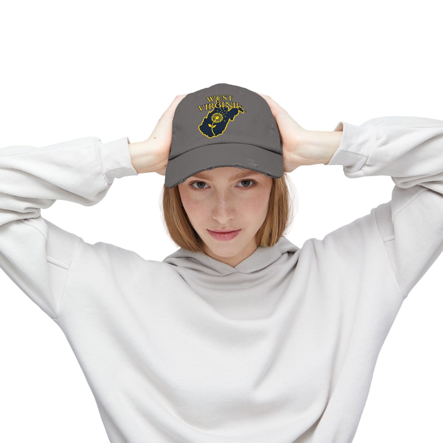 West Virginia Dandelion Design Unisex Distressed Cap