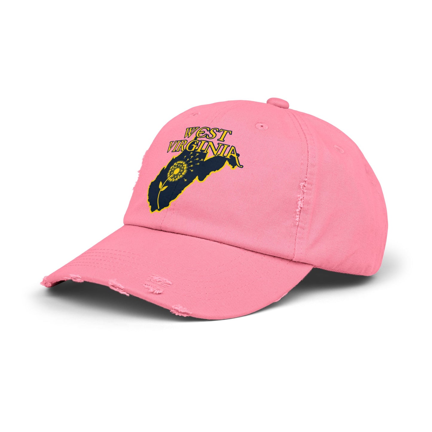 West Virginia Dandelion Design Unisex Distressed Cap