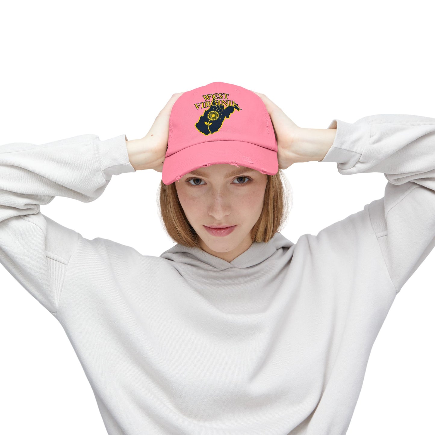 West Virginia Dandelion Design Unisex Distressed Cap