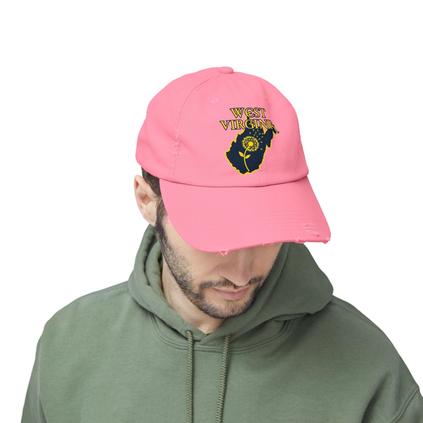 West Virginia Dandelion Design Unisex Distressed Cap