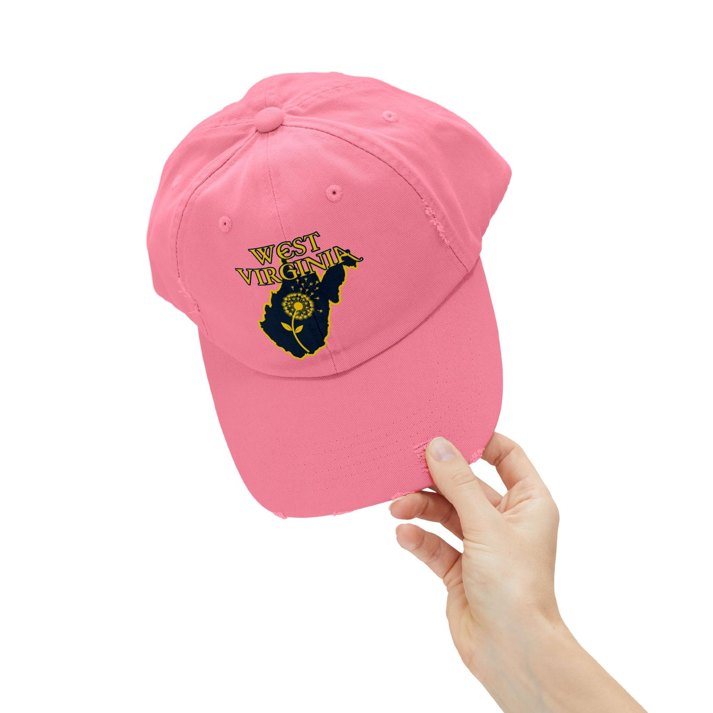 West Virginia Dandelion Design Unisex Distressed Cap