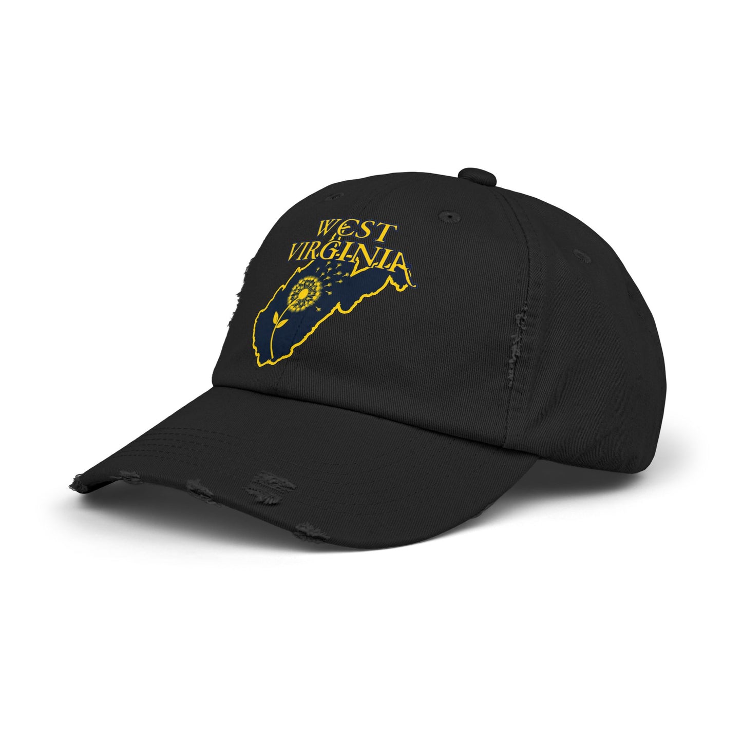West Virginia Dandelion Design Unisex Distressed Cap