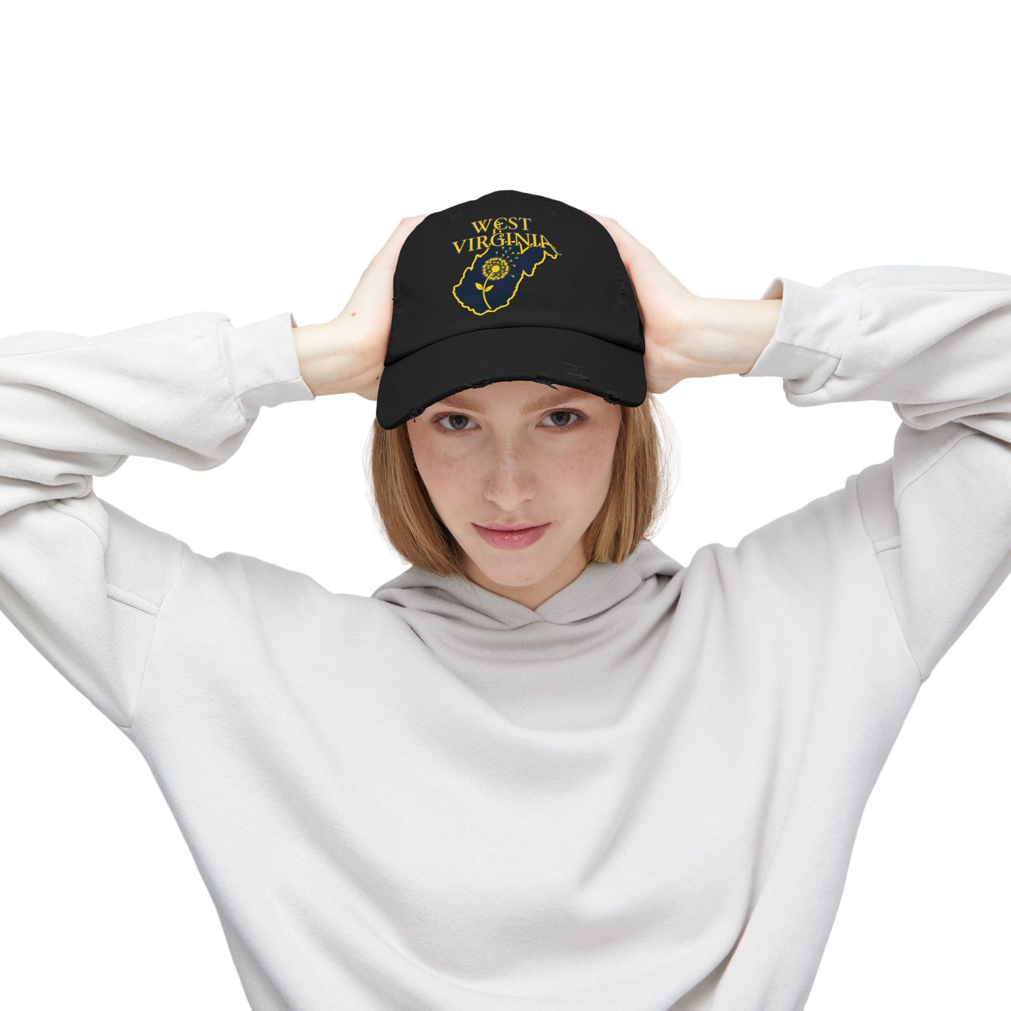 West Virginia Dandelion Design Unisex Distressed Cap