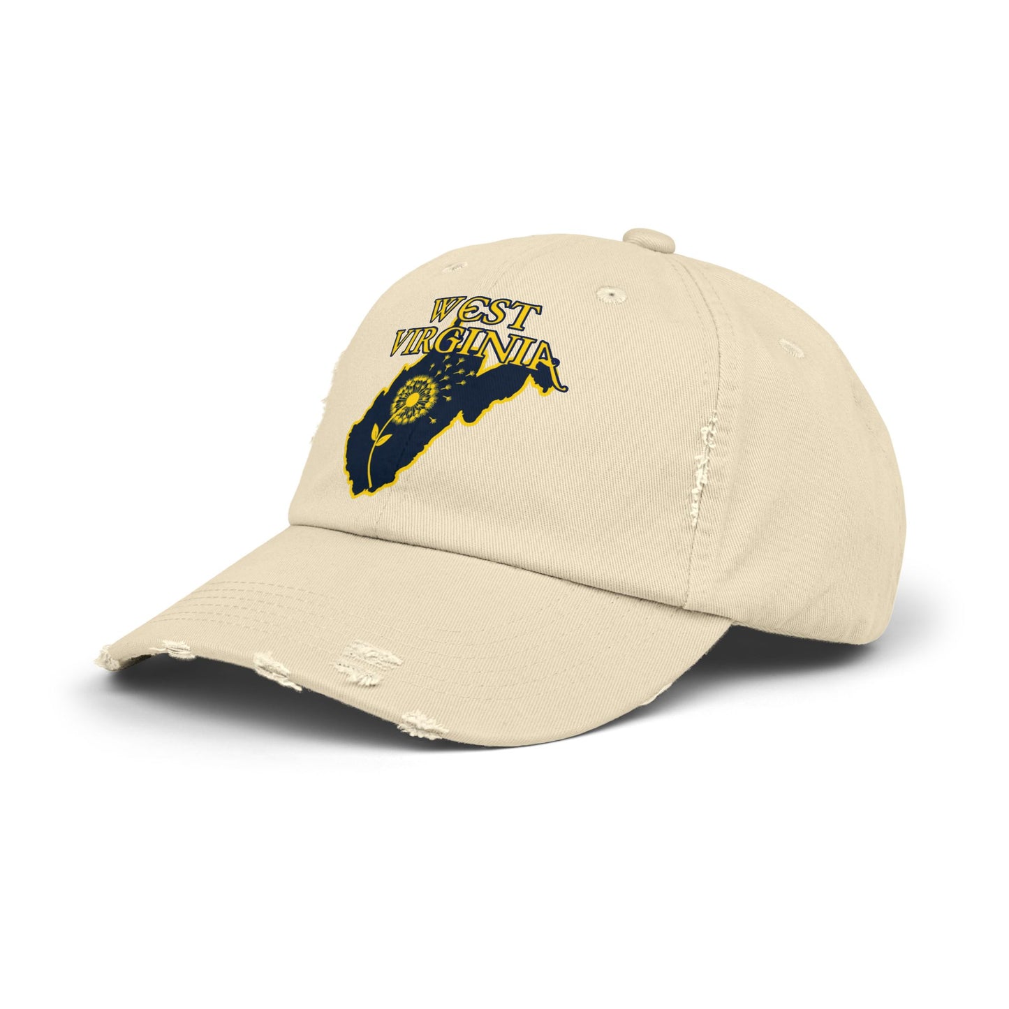 West Virginia Dandelion Design Unisex Distressed Cap