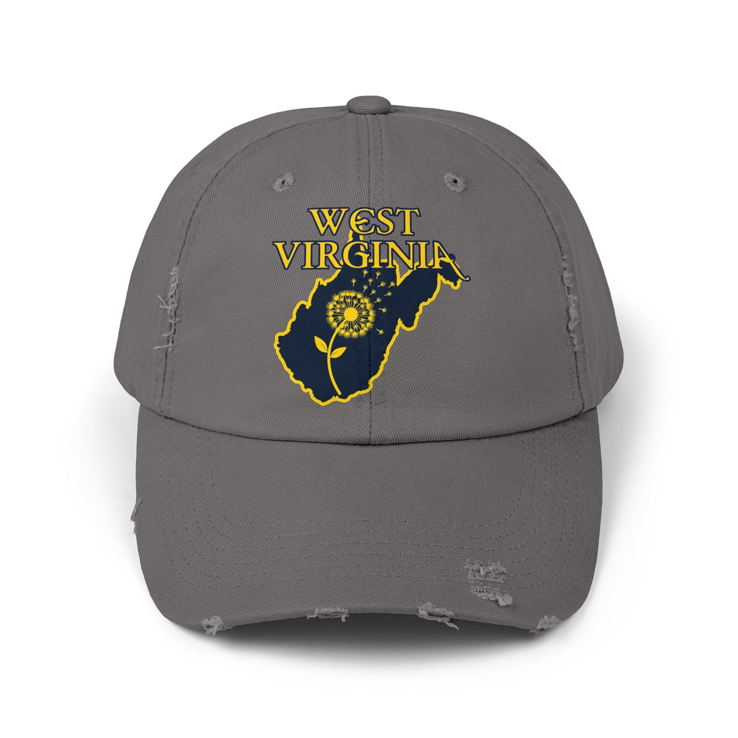 West Virginia Dandelion Design Unisex Distressed Cap