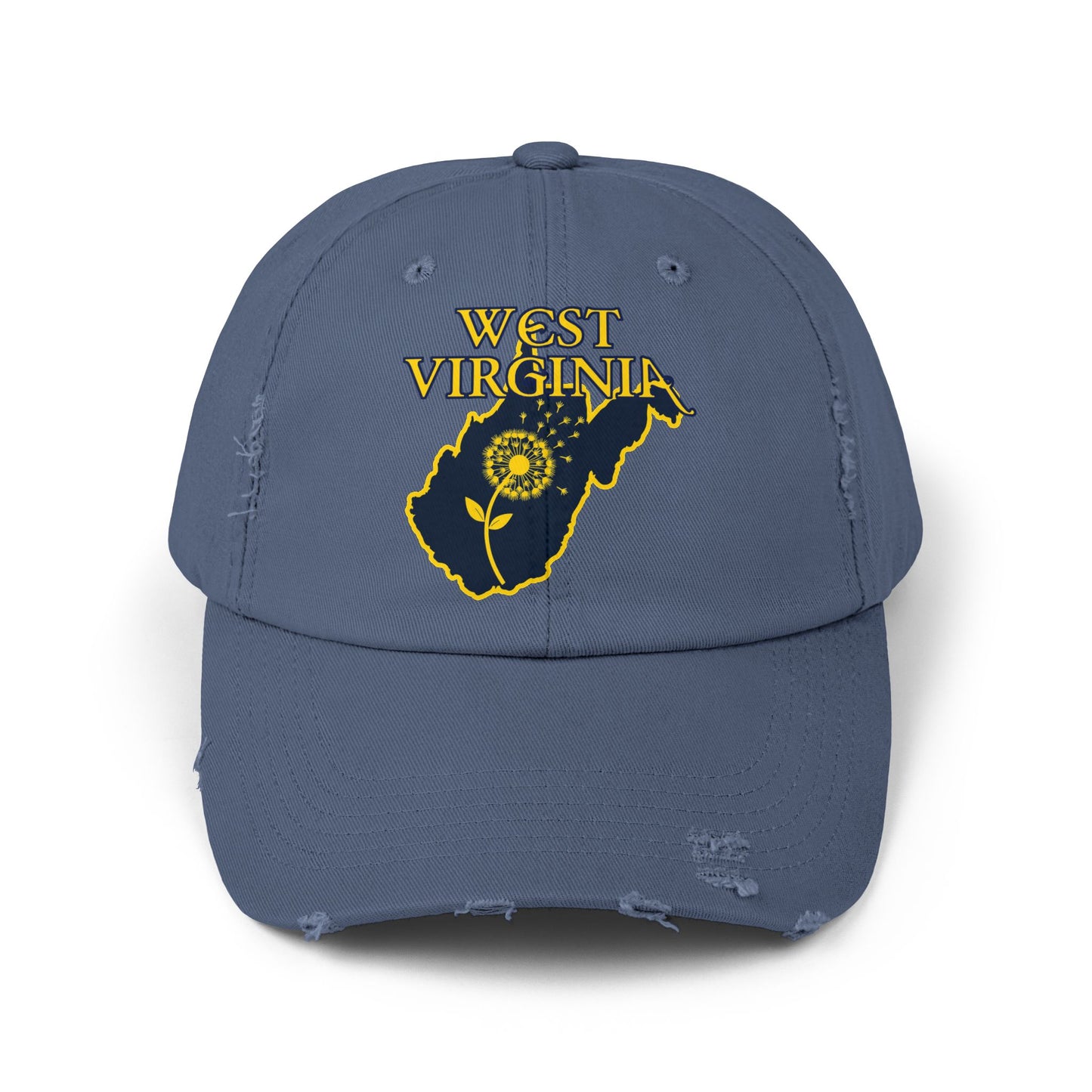 West Virginia Dandelion Design Unisex Distressed Cap