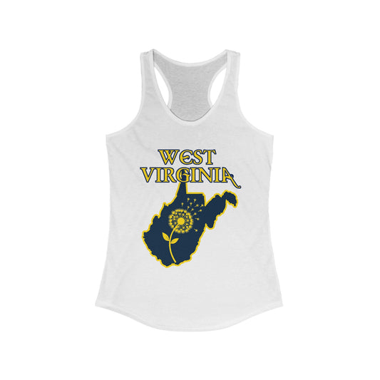 Women's Racerback Tank | West Virginia Dandelion Design-XS-Solid White-Nicodemus Studios