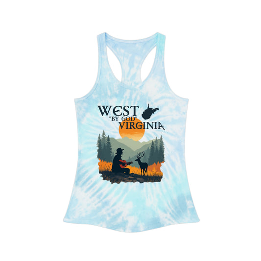 Women's Tie Dye Racerback Tank Top | "West By God Virginia"-Nicodemus Studios