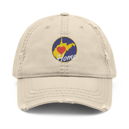 Embroidered Distressed Dad Hat | West Virginia Home-Khaki-One size-Nicodemus Studios