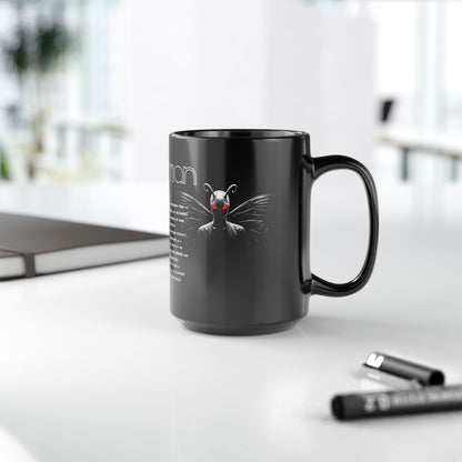 11oz & 15oz Black Coffee Cup | Mothman-Nicodemus Studios
