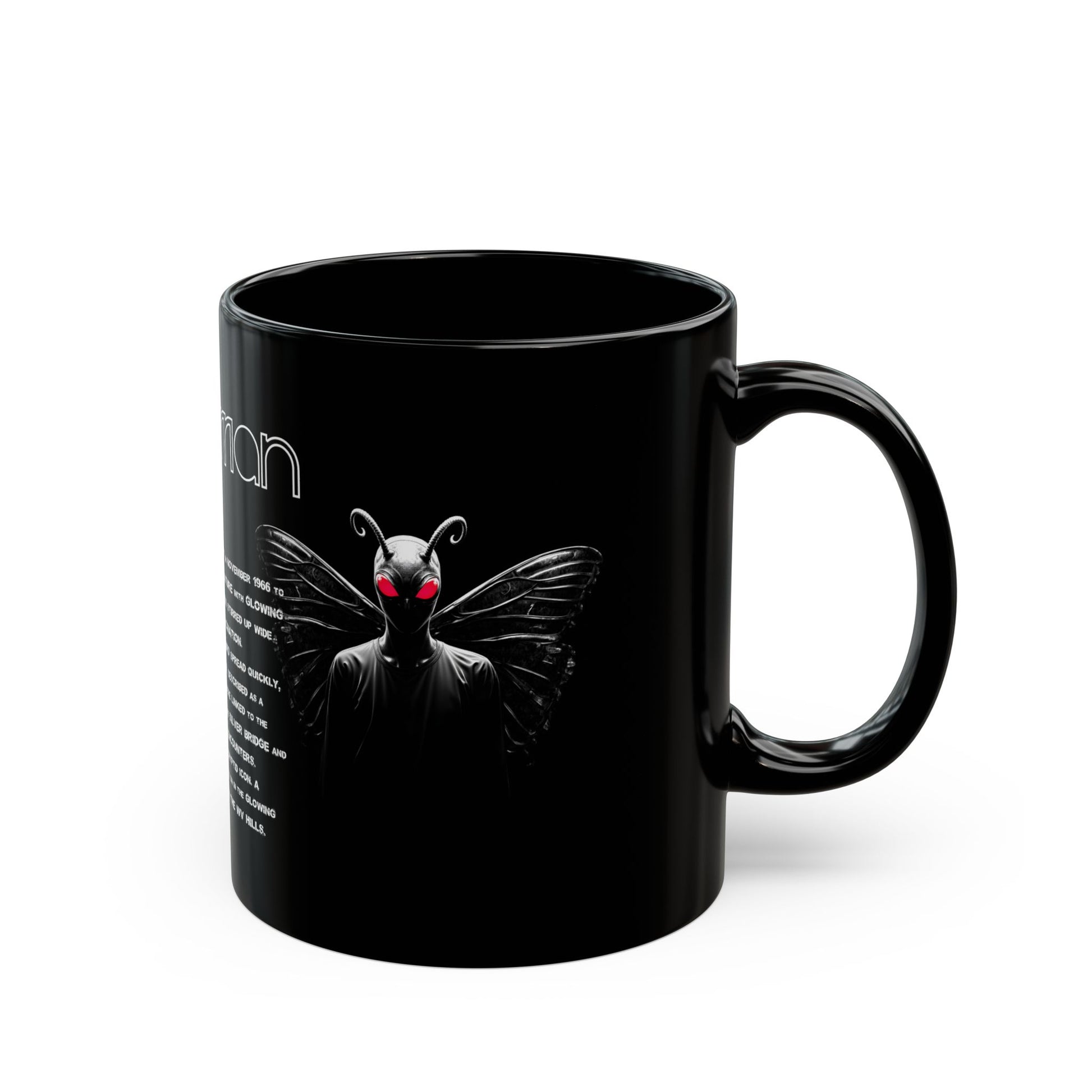 11oz & 15oz Black Coffee Cup | Mothman-Nicodemus Studios