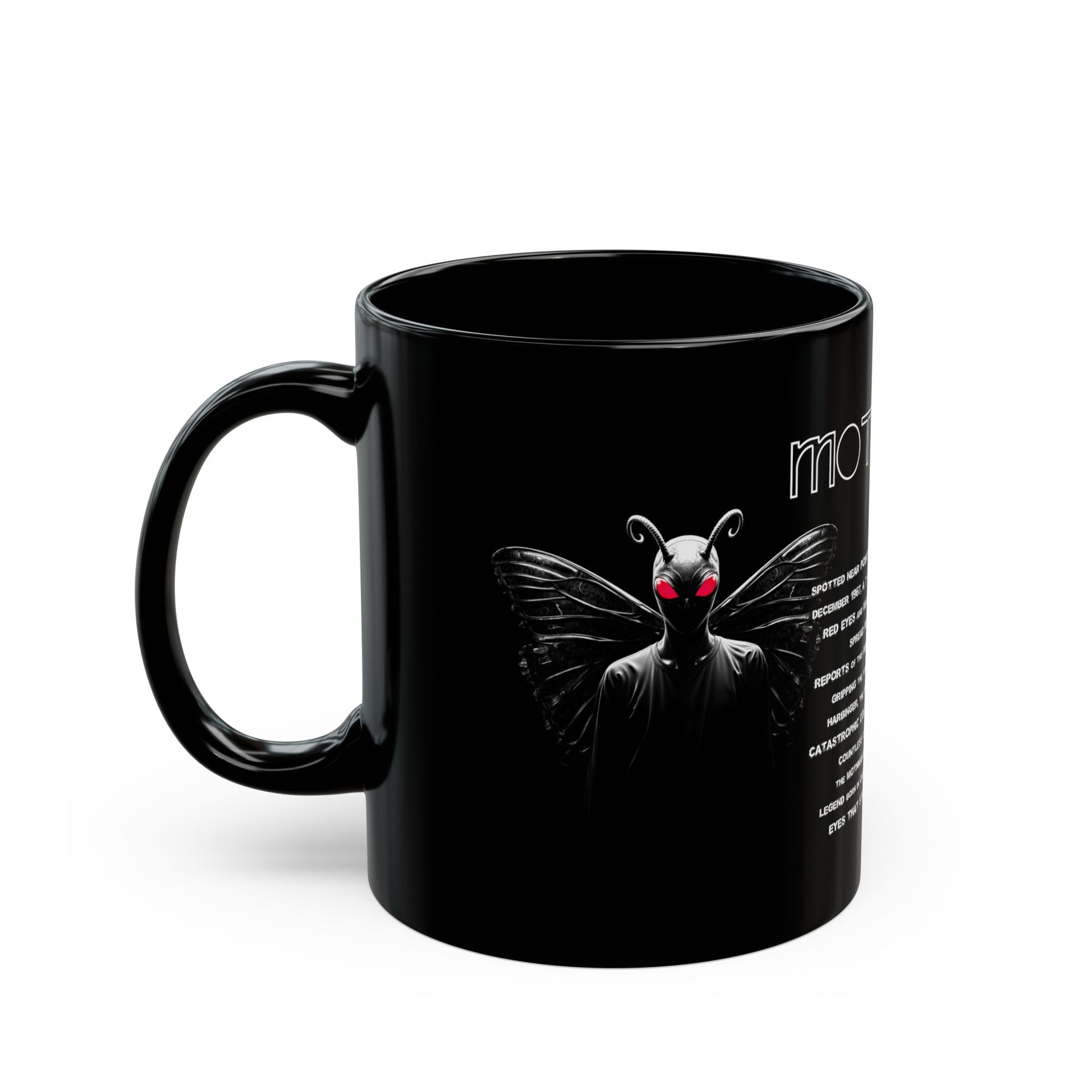 11oz & 15oz Black Coffee Cup | Mothman-Nicodemus Studios