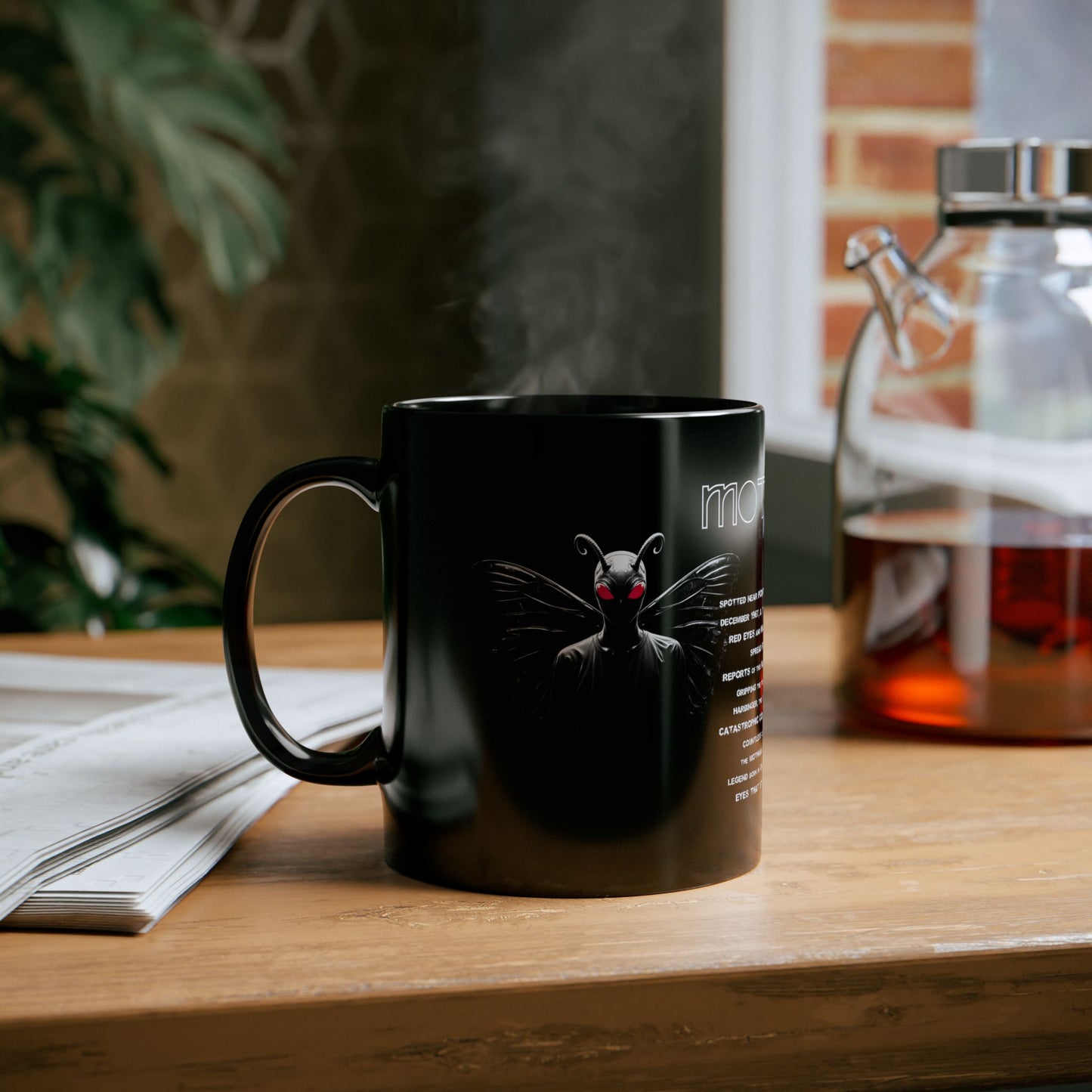 11oz & 15oz Black Coffee Cup | Mothman-Nicodemus Studios