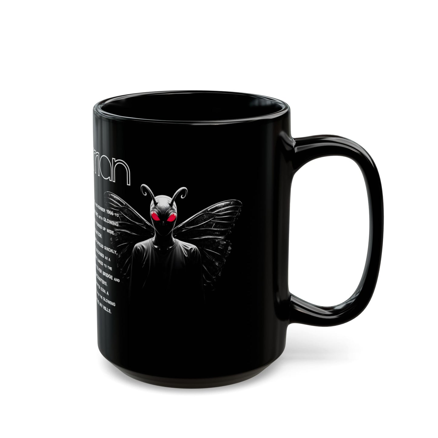 11oz & 15oz Black Coffee Cup | Mothman-Nicodemus Studios