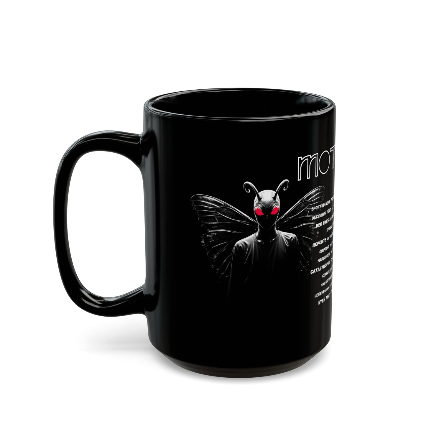 11oz & 15oz Black Coffee Cup | Mothman-Nicodemus Studios