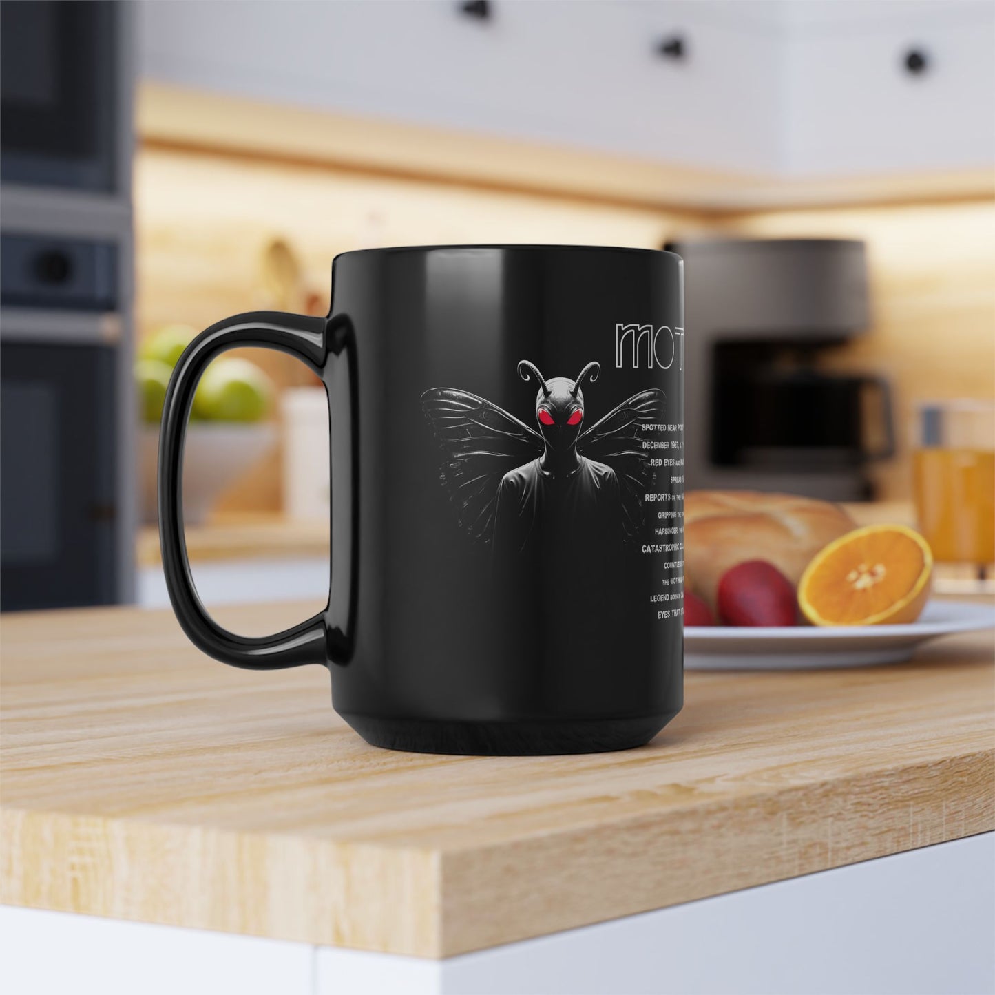 11oz & 15oz Black Coffee Cup | Mothman-Nicodemus Studios