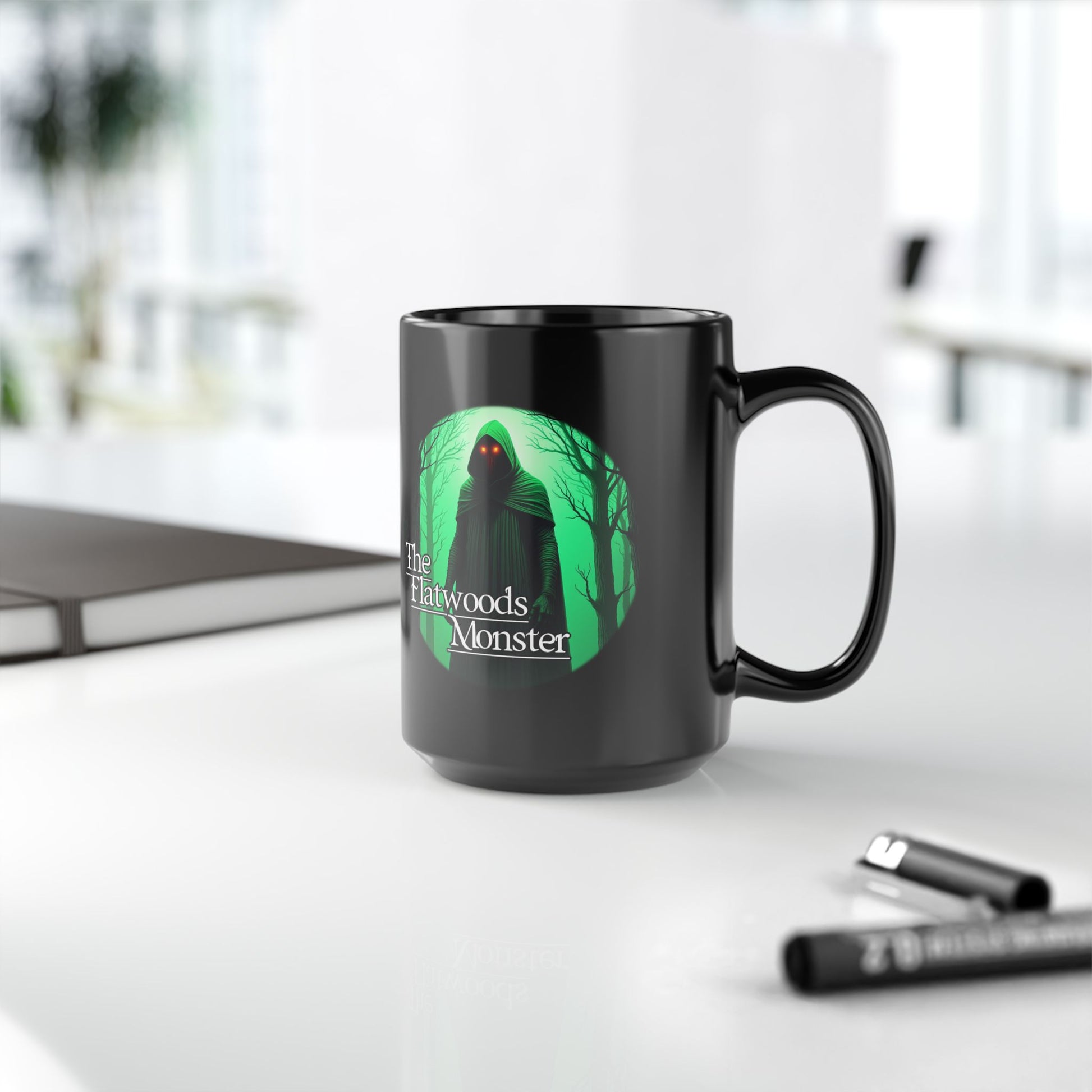 11oz & 15oz Black Coffee Cup | The Flatwoods Monster-Nicodemus Studios
