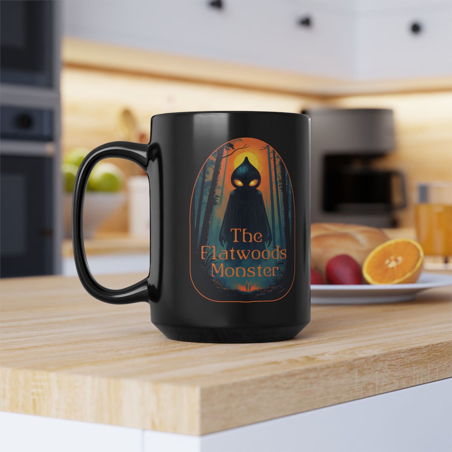 11oz & 15oz Black Coffee Cup | Vintage The Flatwoods Monster-15oz-Nicodemus Studios