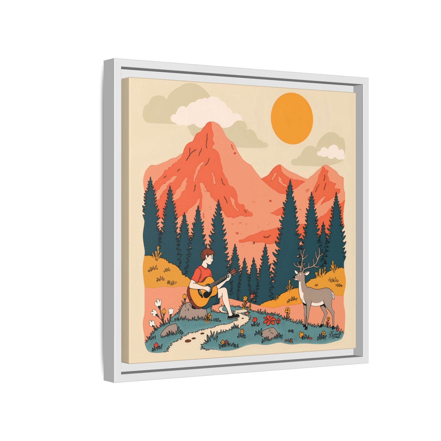 "Fawn Melody 03" Framed Canvas Art Print Canvas