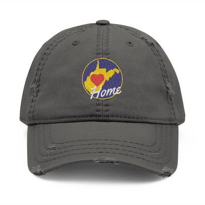 Embroidered Distressed Dad Hat | West Virginia Home-Charcoal Grey-One size-Nicodemus Studios