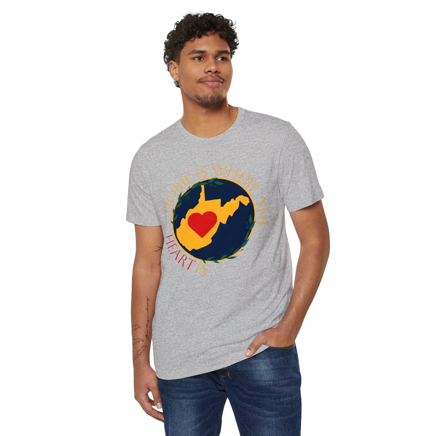 Recycled Organic T-Shirt | "WV Home is Where the Heart Is"