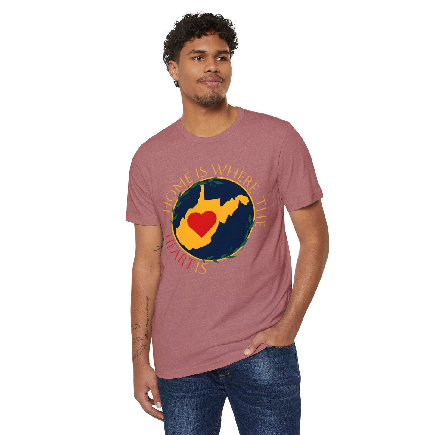 Recycled Organic T-Shirt | "WV Home is Where the Heart Is"