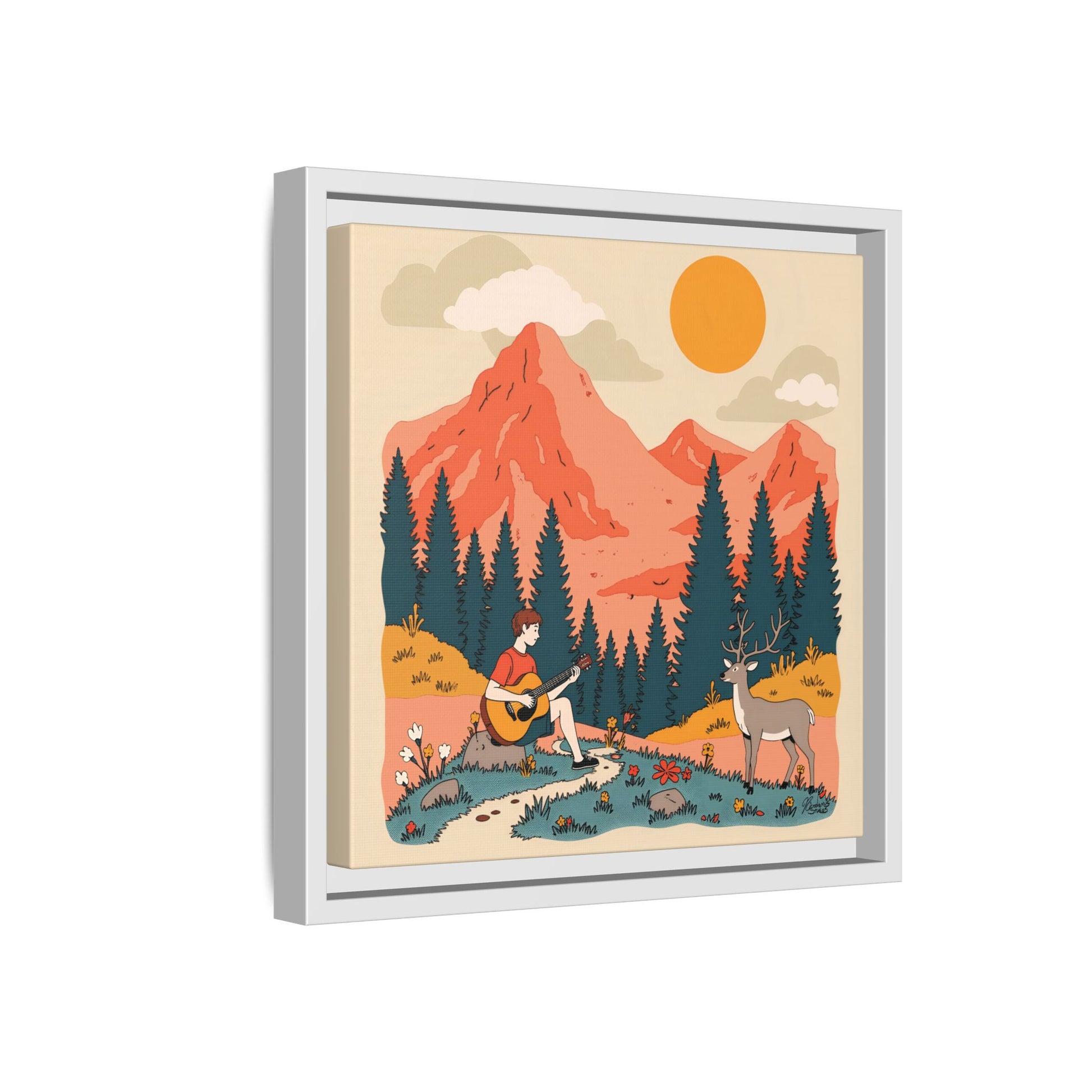 "Fawn Melody 03" Framed Canvas Art Print Canvas