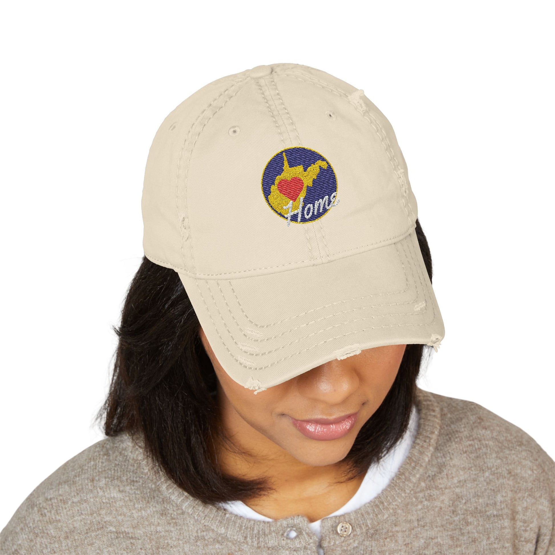 Embroidered Distressed Dad Hat | West Virginia Home-Nicodemus Studios