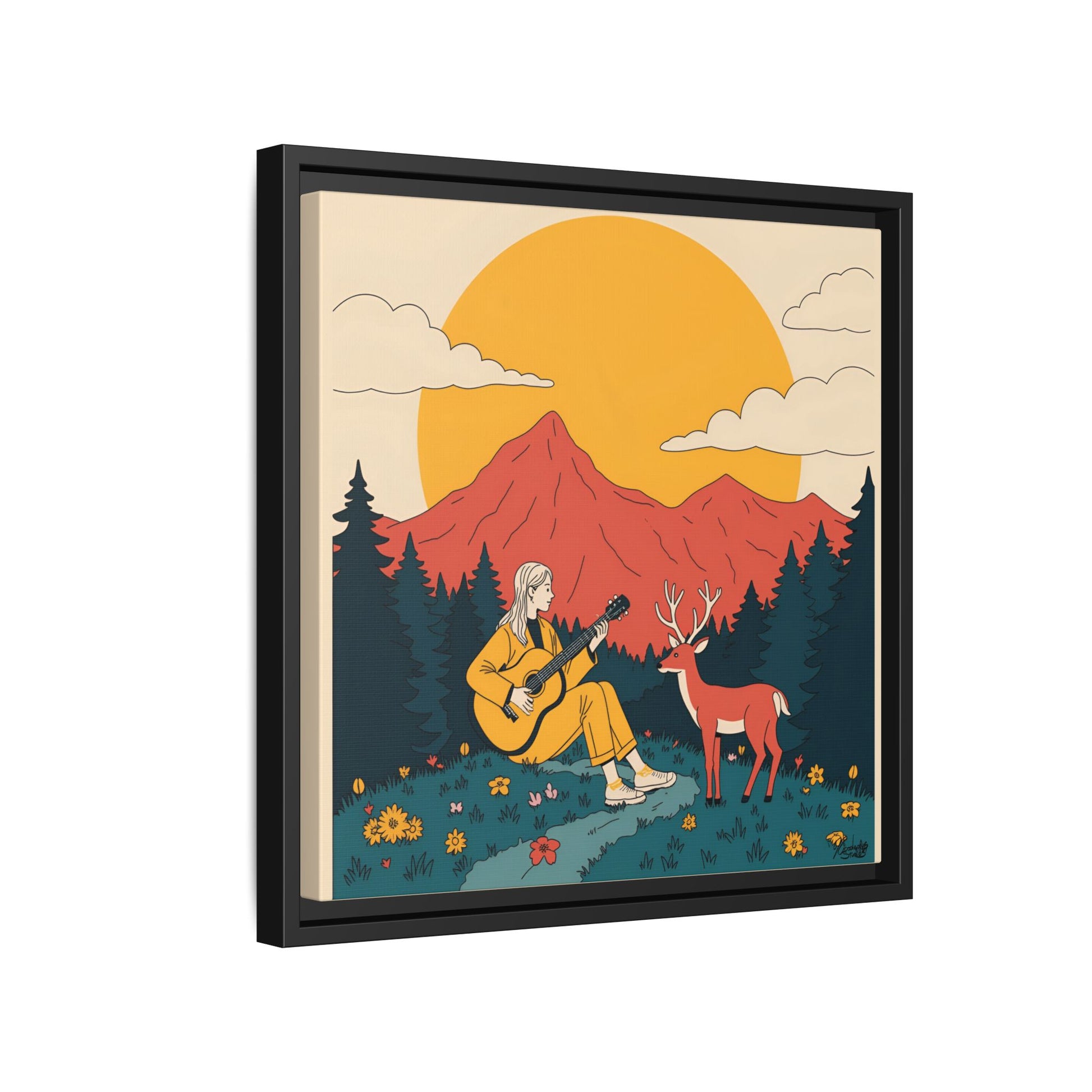"Fawn Melody 02" Framed Canvas Art Print Canvas