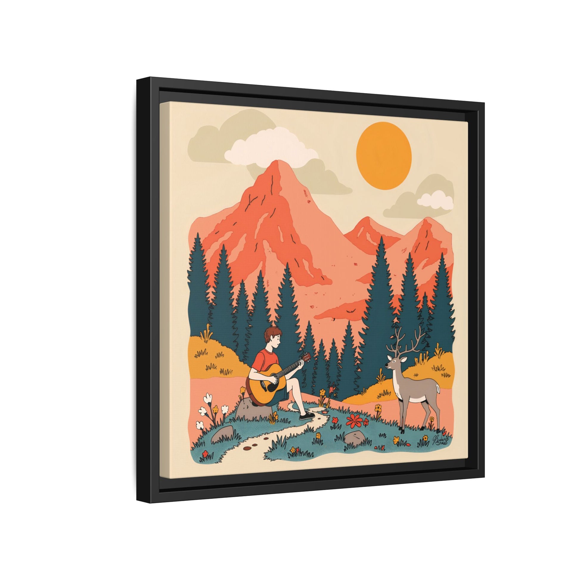 "Fawn Melody 03" Framed Canvas Art Print Canvas